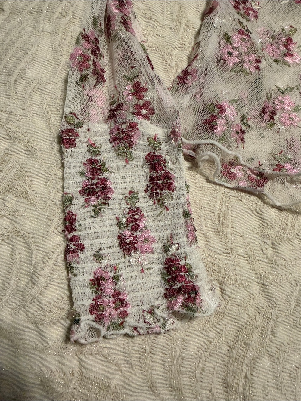 Free People intimately ivory mesh floral top M - Picture 8 of 8
